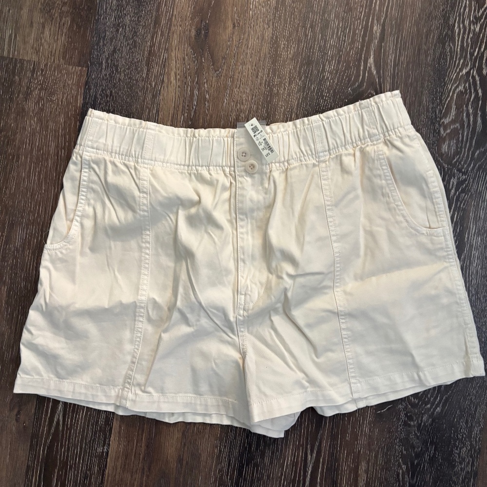 Madewell Cream Elastic-Waist Cotton Shorts